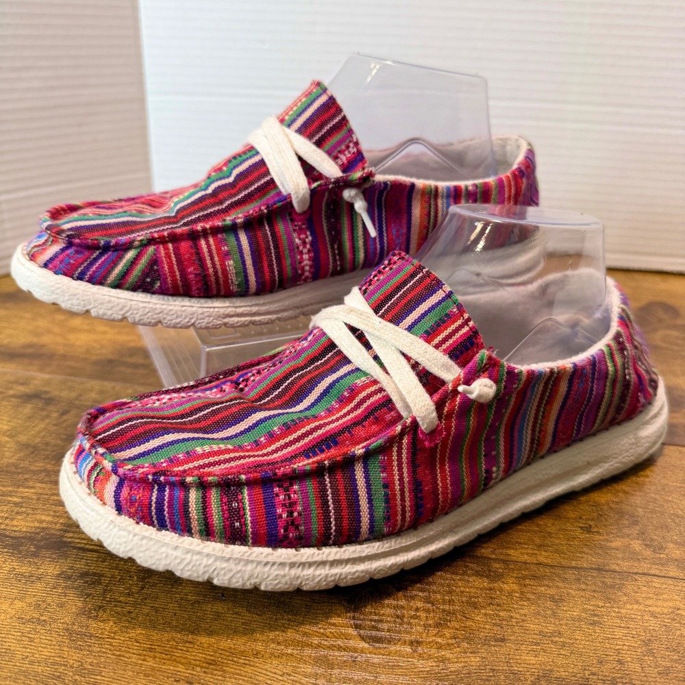 UNAVAILABLE -Gypsy Jazz Womens 8.5 Serape Stripe Slip On Loafers Multicolor‎